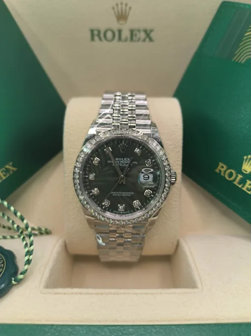 36mm 勞力士 ROLEX DATEJUST 126284RBR-0047 鑲鑽橄欖綠色棕櫚葉面：圖片 2