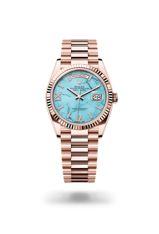 36mm ROLEX DAY-DATE 128235-0064 TURQUOISE