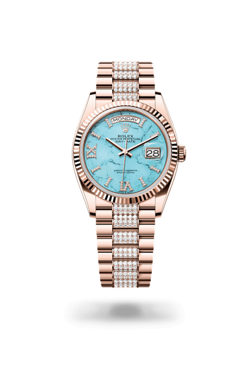 36mm ROLEX DAY-DATE 128235-0065 TURQUOISE