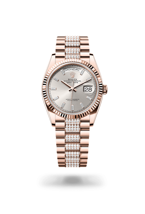 36mm ROLEX DAY-DATE 128235-0088 SILVER